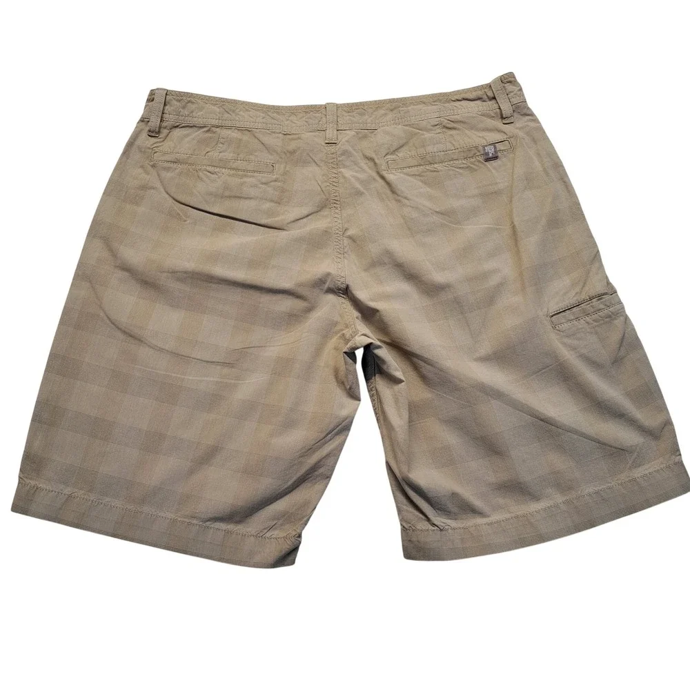 The North Face Shorts Mens 38 Khaki Tan Good Plaid Hiking Outdoor Cargo Utility